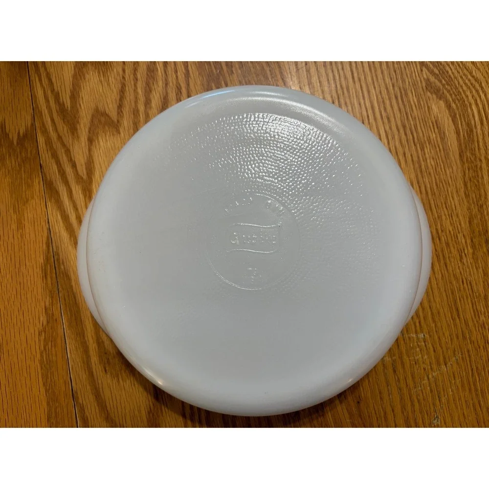 Glasbake Green Daisy Milk Glass Round Casserole Dish with Lid J2629 Vintage MCM